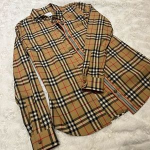 WOMENS BUTTON UP VINTAGE CHECK LONG SLEEVE SHIRT SIZE 4